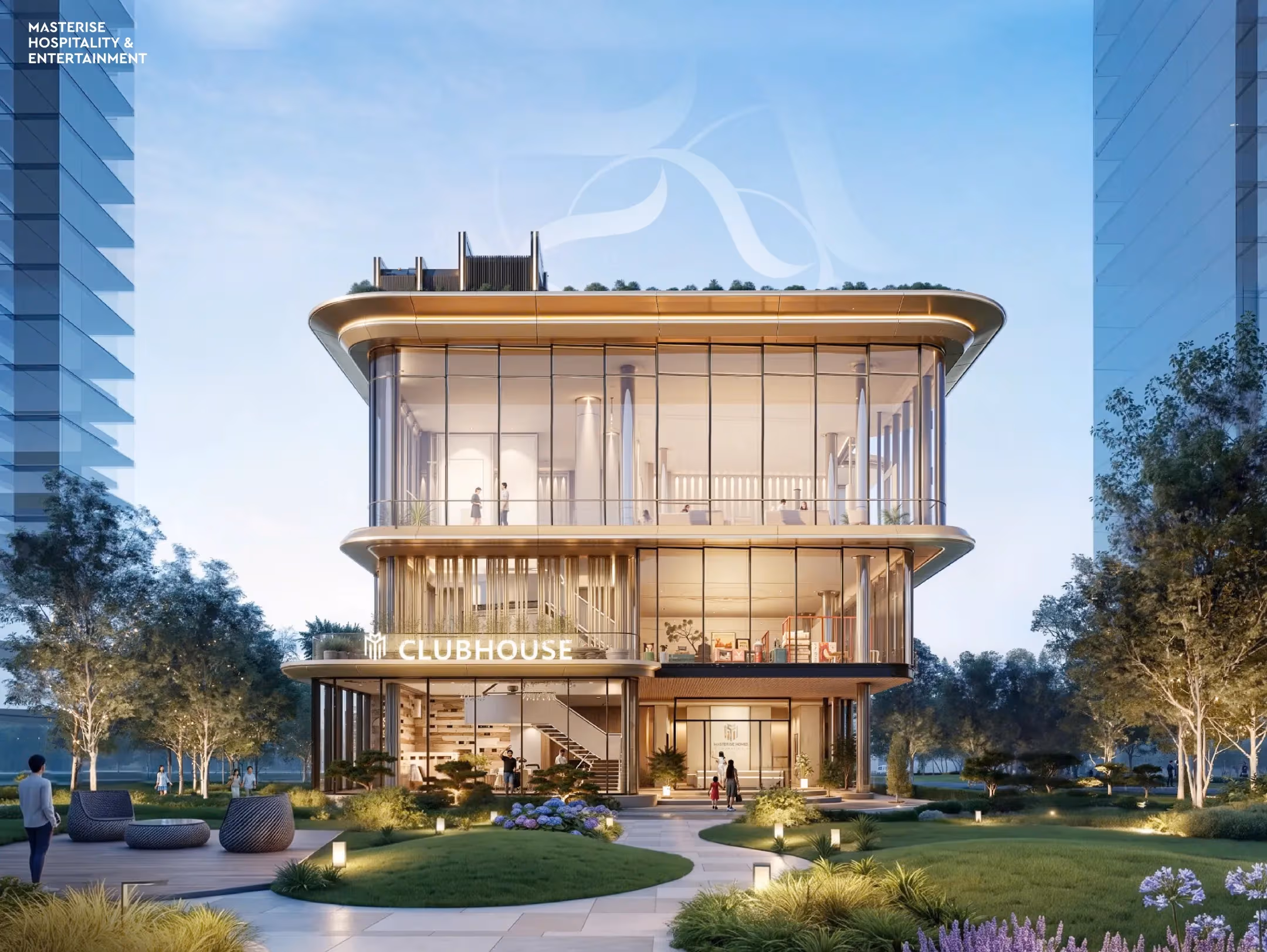 Phối cảnh minh hoạ mặt tiền toà nhà Clubhouse 3 tầng, LUMIÈRE Hanoi Seasons Garden